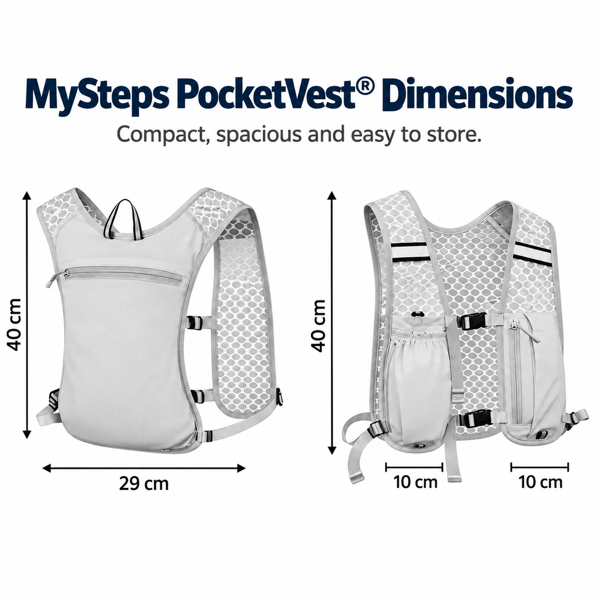 Evora PocketVest® – Lightweight Adjustable Running Vest with 3 Storage Pockets & Reflective Strips
