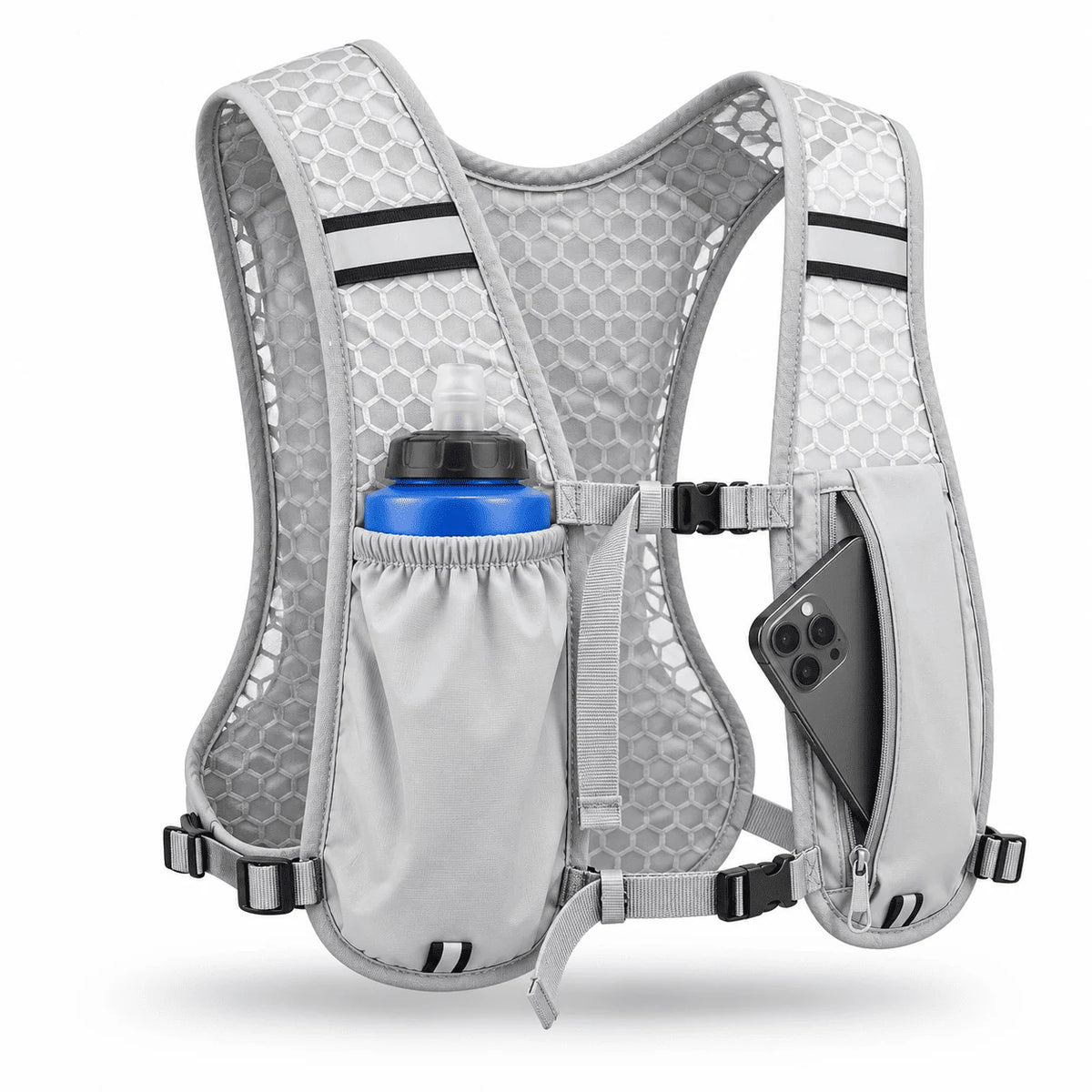 Evora PocketVest® – Lightweight Adjustable Running Vest with 3 Storage Pockets & Reflective Strips