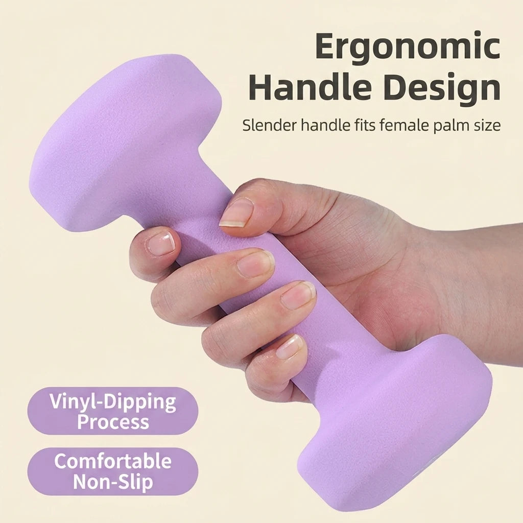 Evora Coated Cast Iron Dumbbells – Light Hand Weights for Home Workouts, Yoga & Pilates