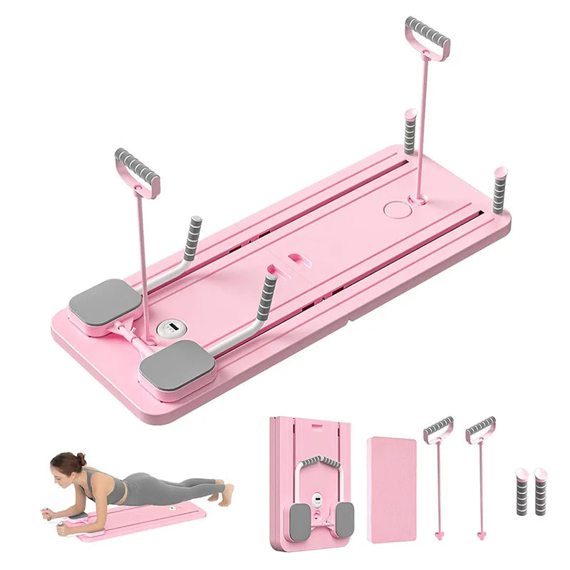 Evora Foldable Pilates Reformer – Portable Core Trainer with Resistance Bands & Phone Holder