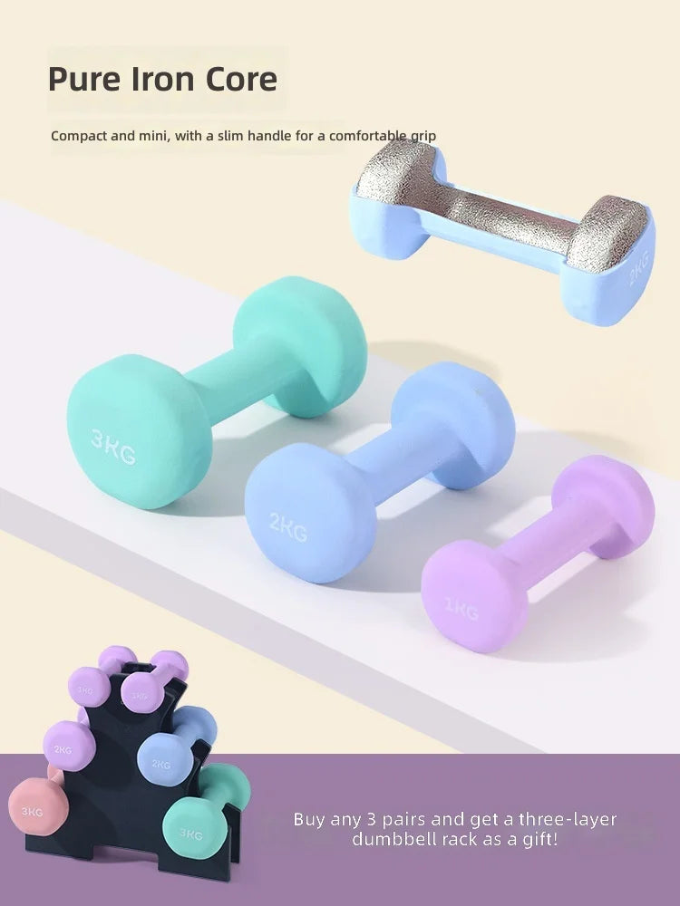Evora Coated Cast Iron Dumbbells – Light Hand Weights for Home Workouts, Yoga & Pilates