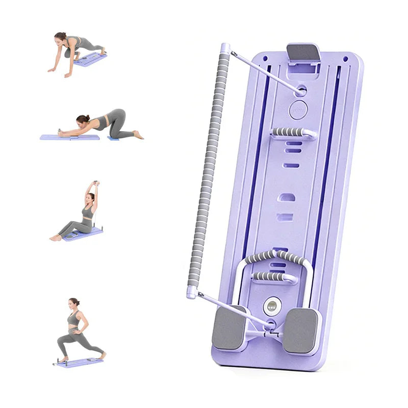 Evora Foldable Pilates Reformer – Portable Core Trainer with Resistance Bands & Phone Holder